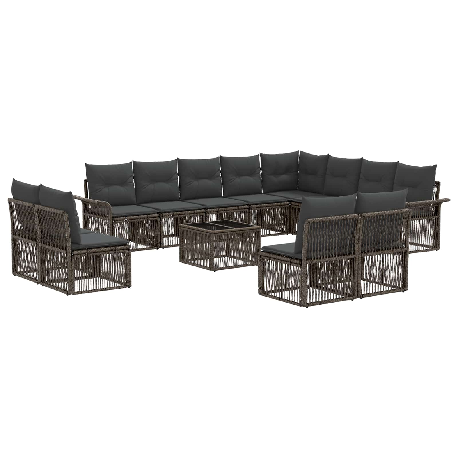Set Divano da Giardino 13 pcs Grigio polyrattan | homemem39
