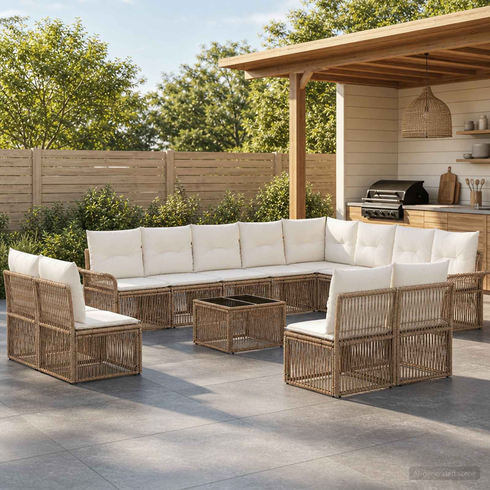 Set Divano da Giardino 13 pcs Beige polyrattan | homemem39