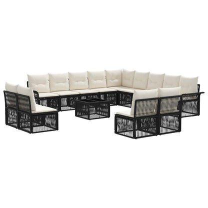 Set Divano da Giardino 14 pcs Nero polyrattan | homemem39