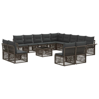 Set Divano da Giardino 14 pcs Grigio polyrattan | homemem39