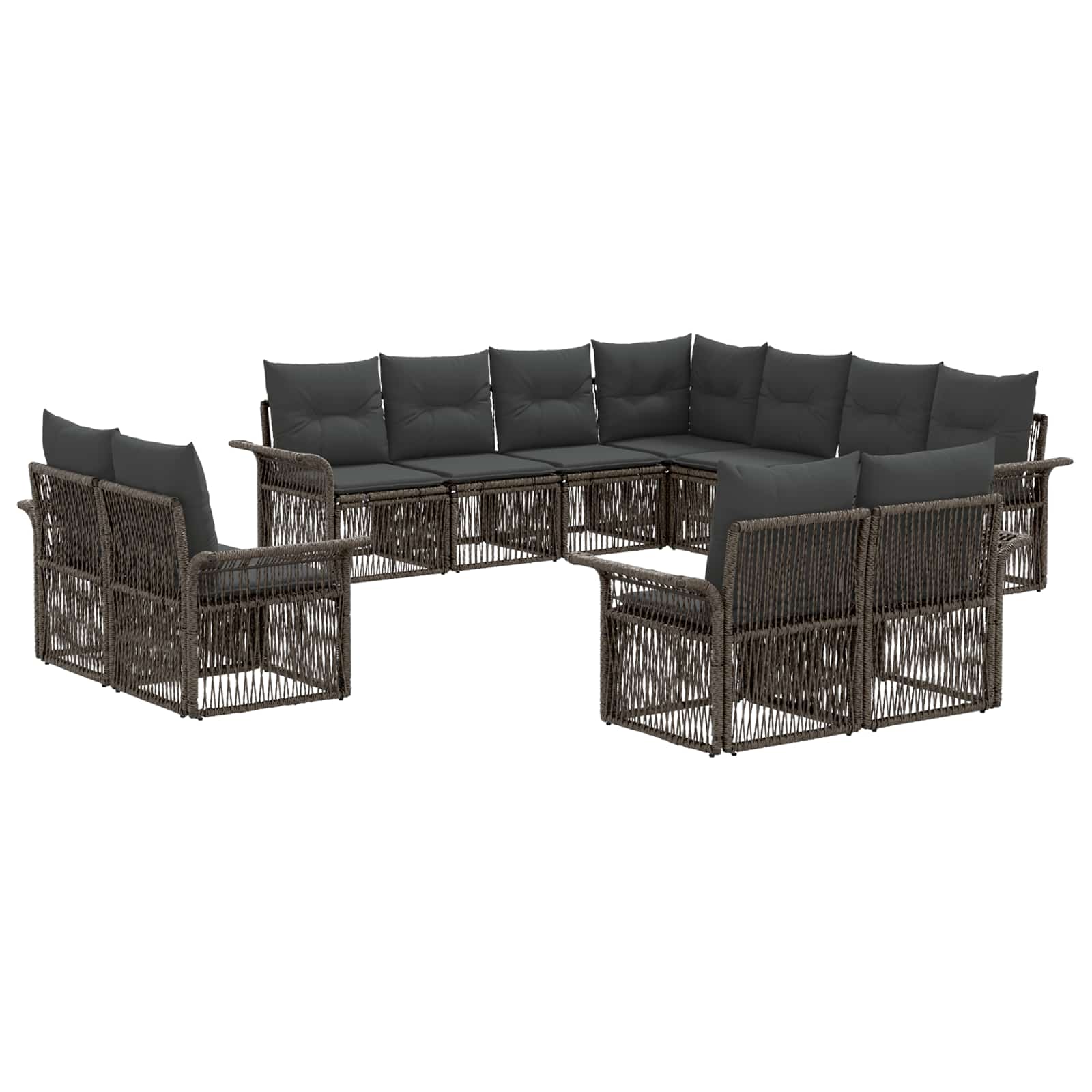 Set Divano da Giardino 11 pcs Grigio e Grigio Scuro polyrattan | homemem39