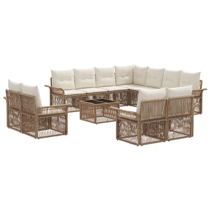 Set Divano da Giardino 12 pcs Beige e Bianco Crema polyrattan | homemem39