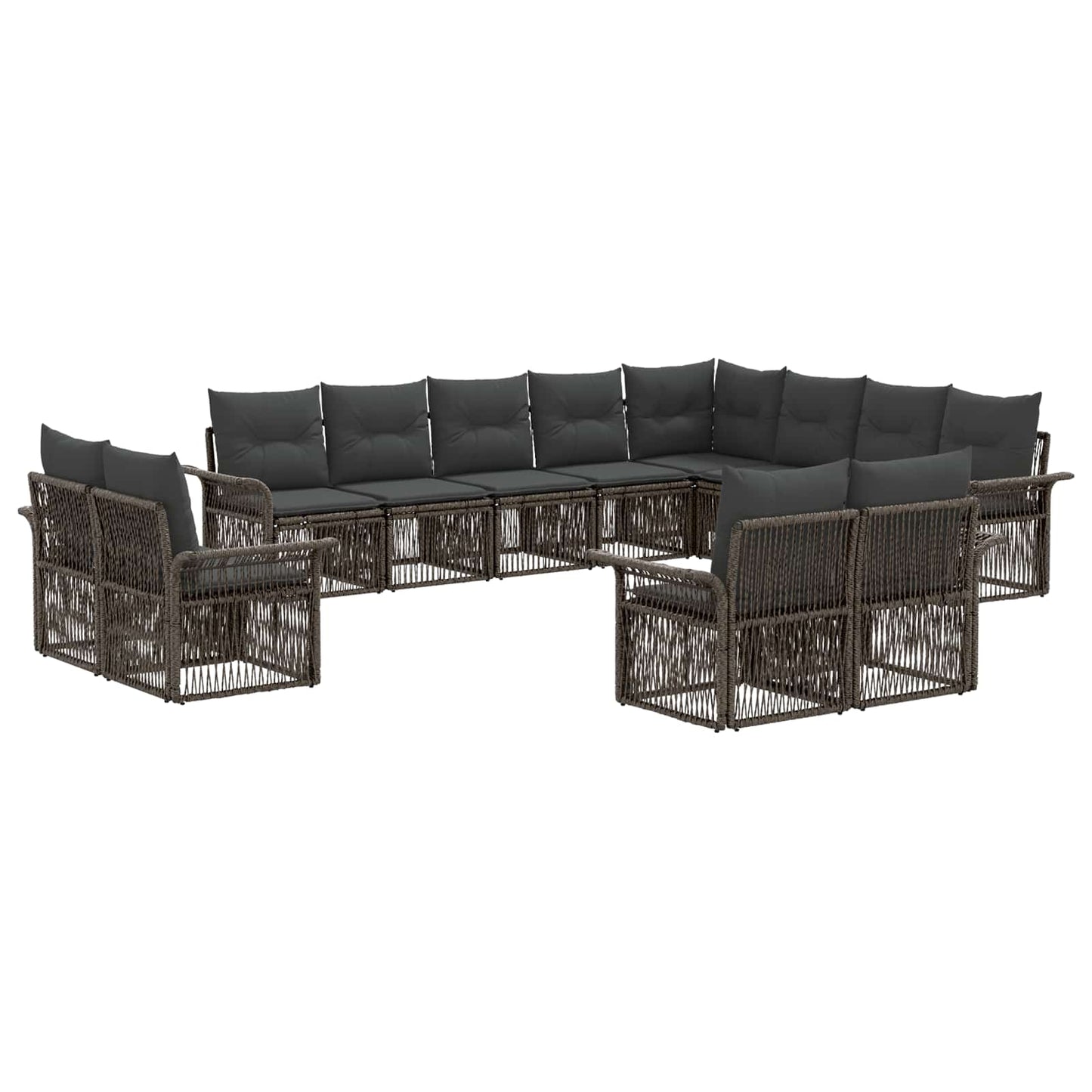 Set Divano da Giardino 12 pcs Grigio e Grigio Scuro polyrattan | homemem39