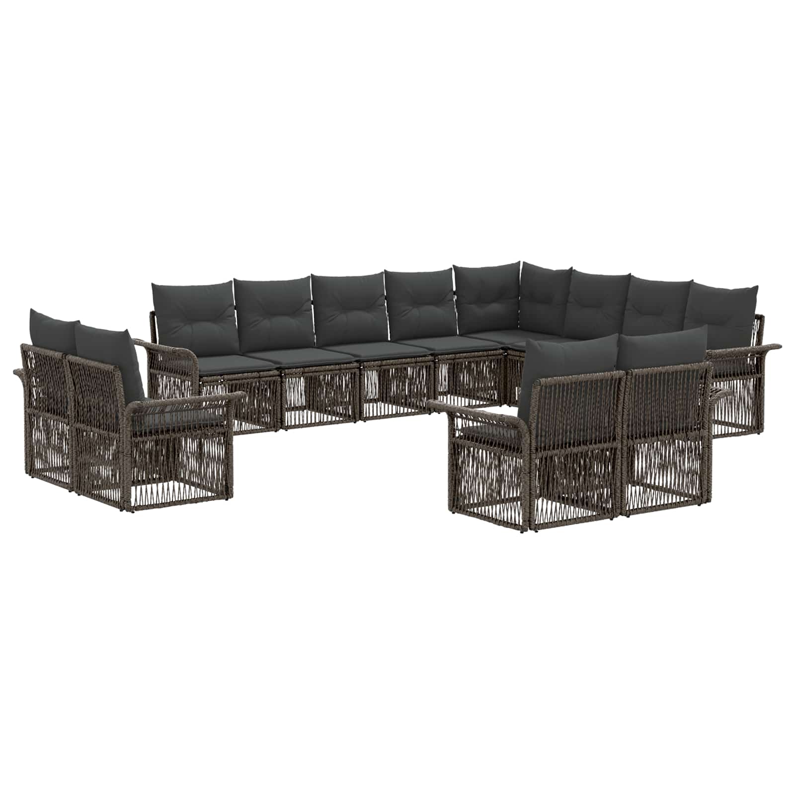 Set Divano da Giardino 12 pcs Grigio e Grigio Scuro polyrattan | homemem39