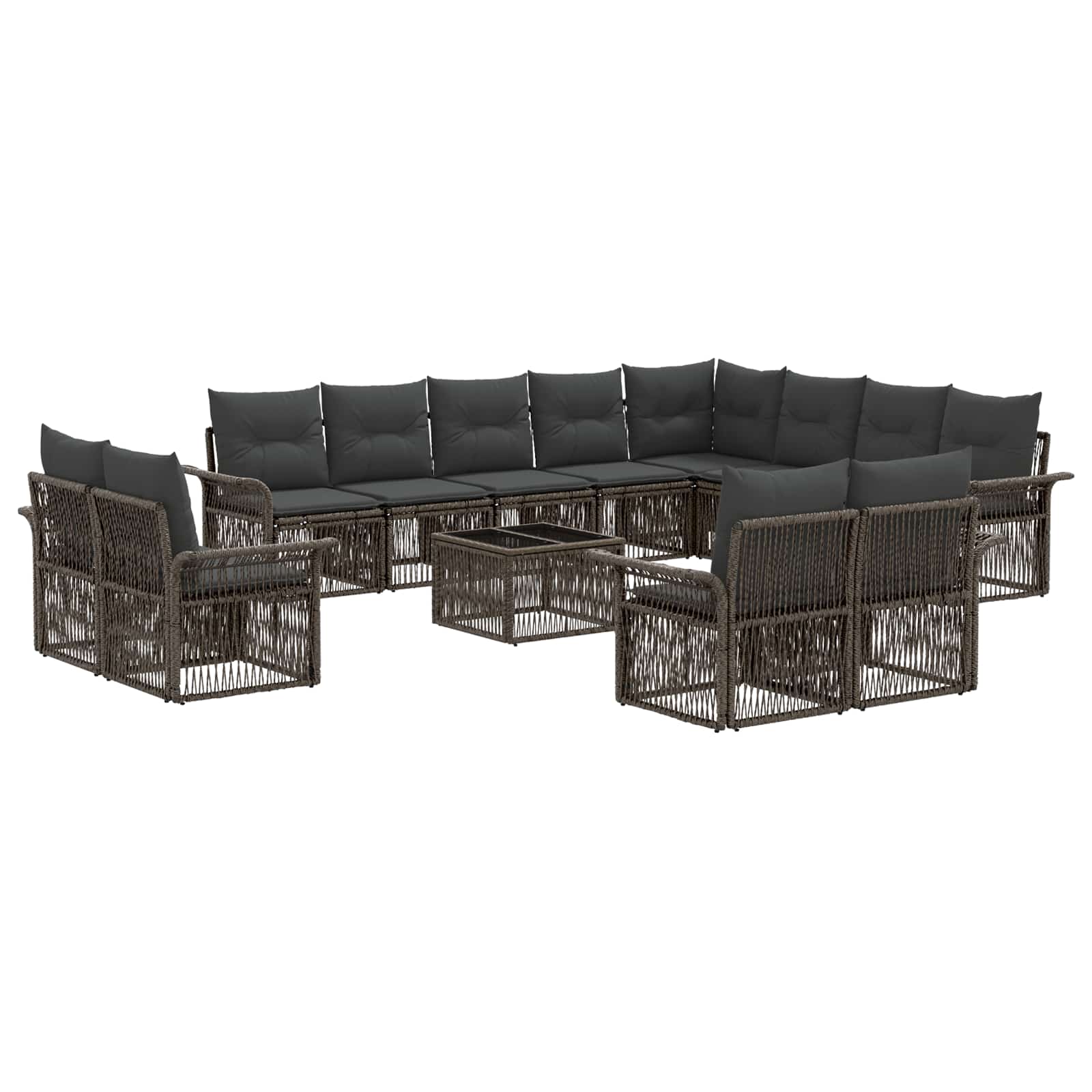 Set Divano da Giardino 13 pcs Grigio e Grigio Scuro polyrattan | homemem39