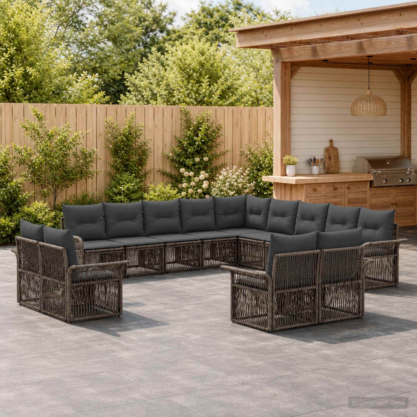 Set Divano da Giardino 13 pcs Grigio e Grigio Scuro polyrattan | homemem39