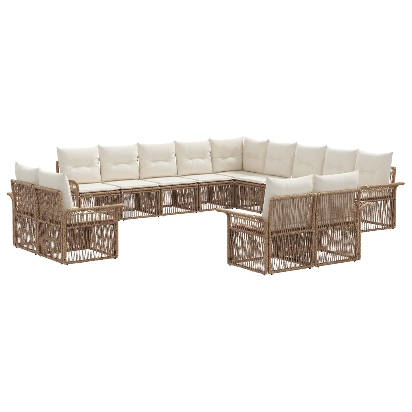 Set Divano da Giardino 13 pcs Beige e Bianco Crema polyrattan | homemem39
