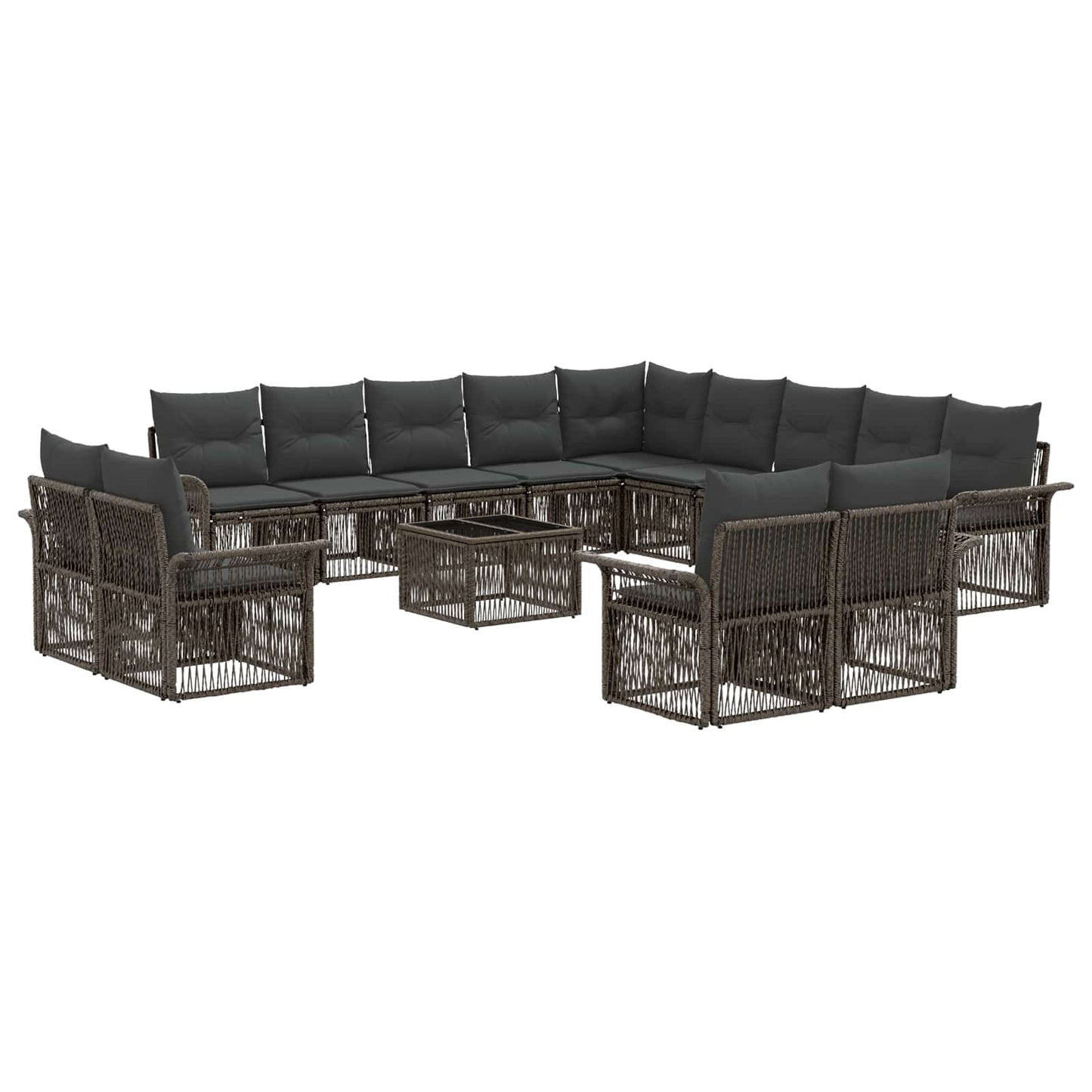 Set Divano da Giardino 14 pcs Grigio e Grigio Scuro polyrattan | homemem39