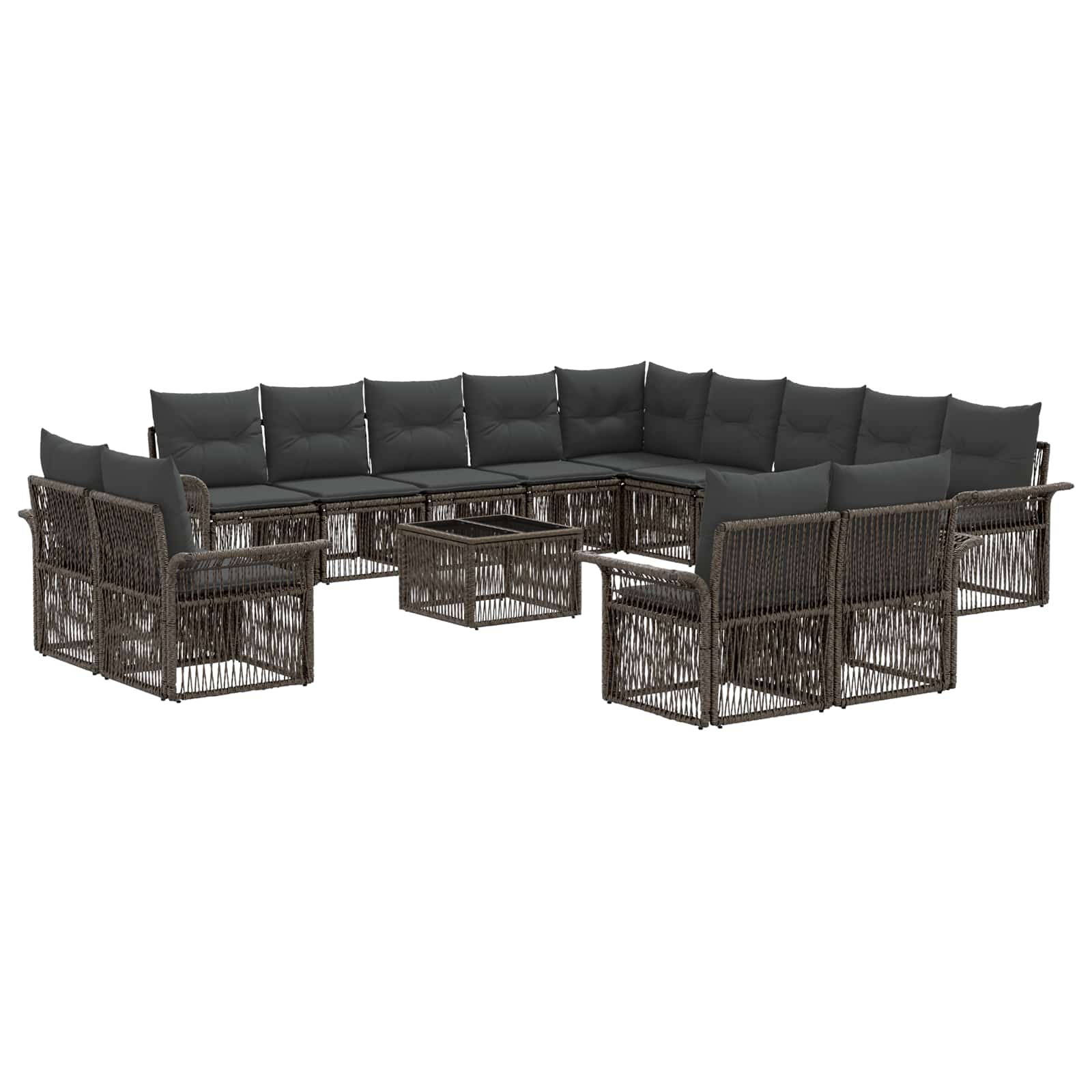 Set Divano da Giardino 14 pcs Grigio e Grigio Scuro polyrattan | homemem39