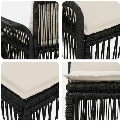 Set Divano da Giardino 9 pcs Nero e Bianco Crema polyrattan | homemem39