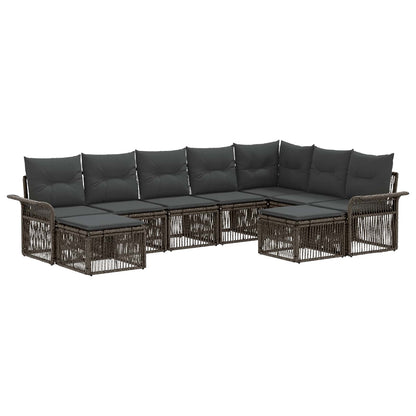 Set Divano da Giardino 9 pcs Grigio e Grigio Scuro polyrattan | homemem39
