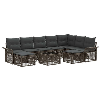 Set Divano da Giardino 10 pcs Grigio e Grigio Scuro polyrattan | homemem39