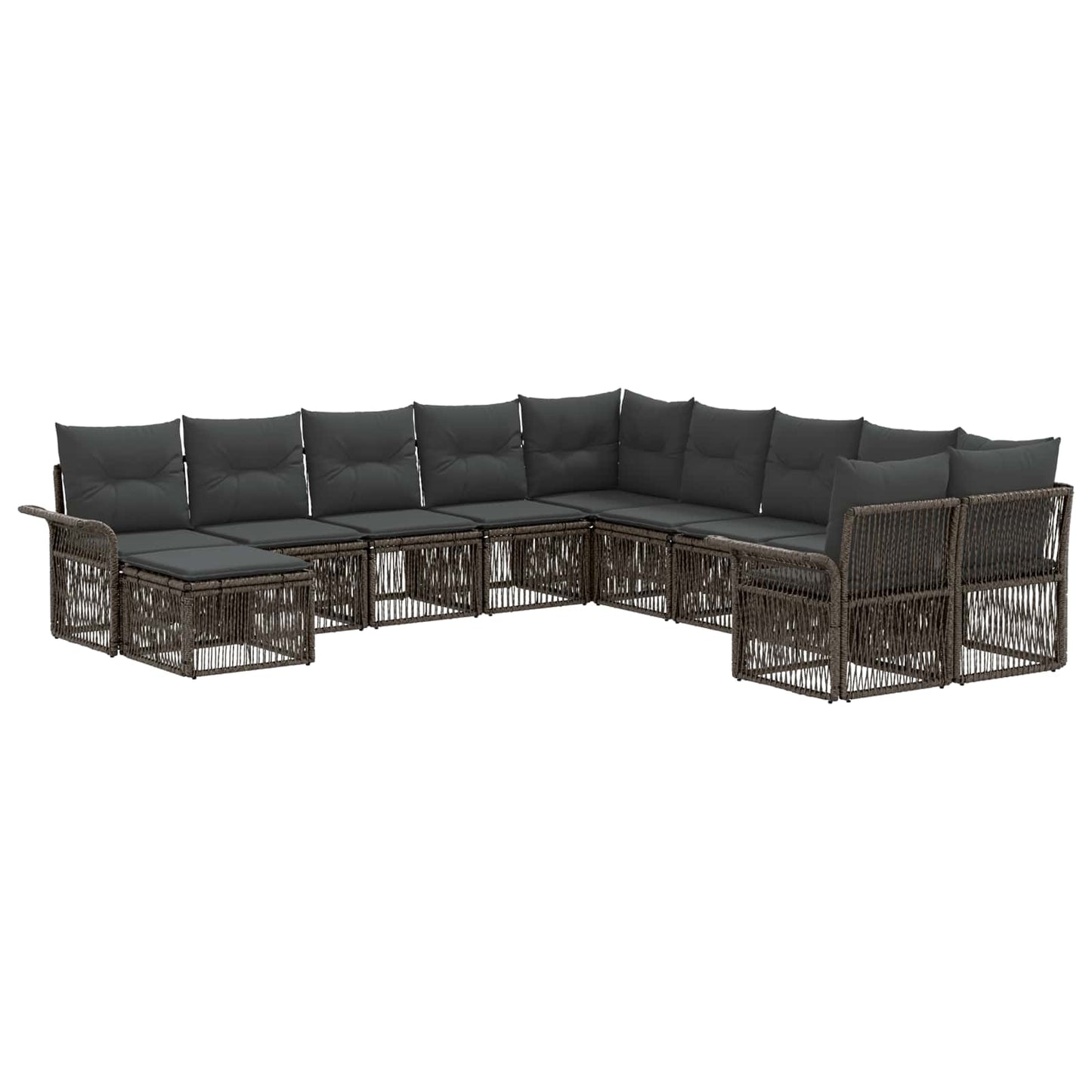 Set Divano da Giardino 11 pcs Grigio e Grigio Scuro polyrattan | homemem39