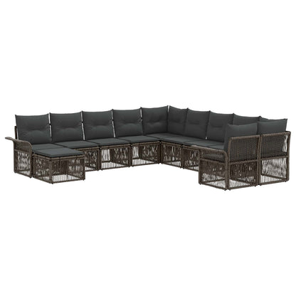 Set Divano da Giardino 11 pcs Grigio e Grigio Scuro polyrattan | homemem39