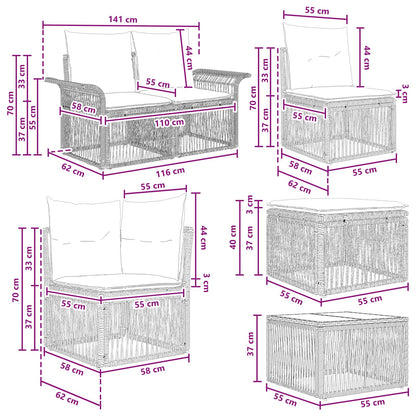 Set Divano da Giardino 12 pcs Nero e Bianco Crema polyrattan | homemem39