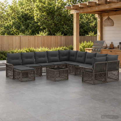 Set Divano da Giardino 12 pcs Grigio e Grigio Scuro polyrattan | homemem39