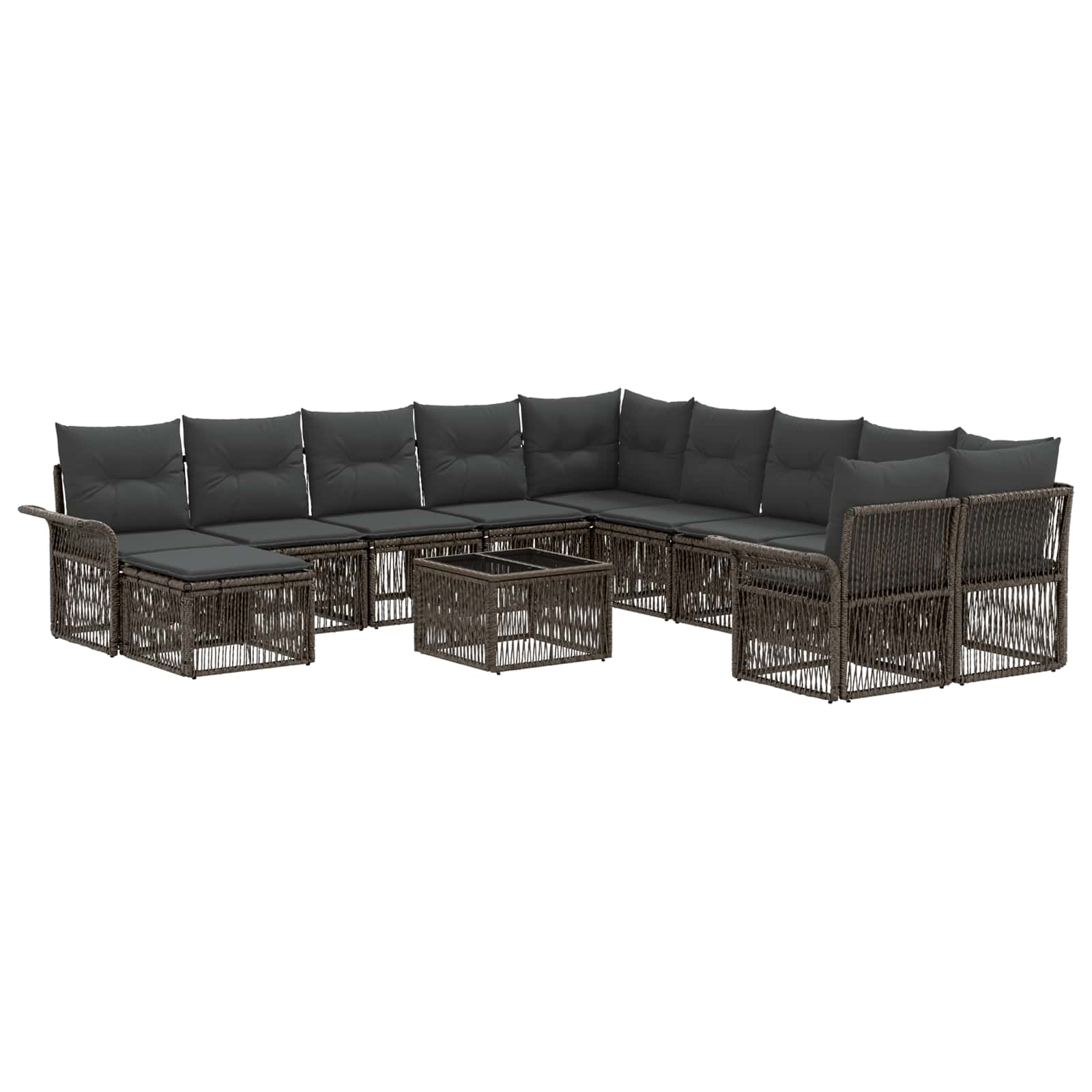 Set Divano da Giardino 12 pcs Grigio e Grigio Scuro polyrattan | homemem39