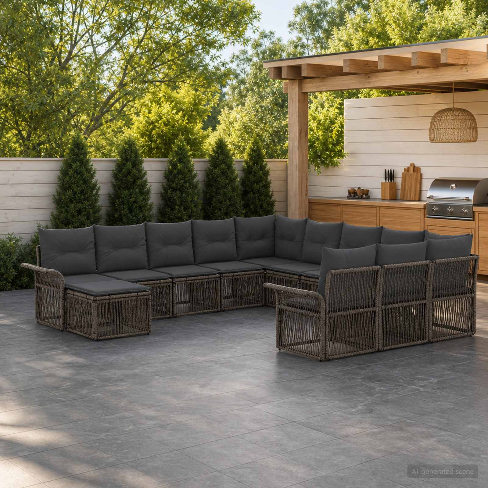 Set Divano da Giardino 12 pcs Grigio e Grigio Scuro polyrattan | homemem39