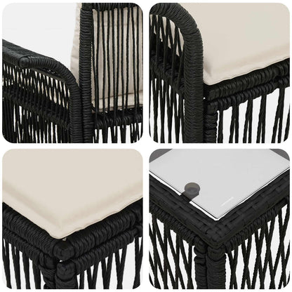 Set Divano da Giardino 13 pcs Nero e Bianco Crema polyrattan | homemem39