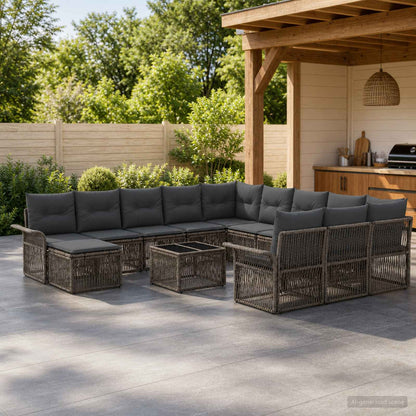 Set Divano da Giardino 13 pcs Grigio e Grigio Scuro polyrattan | homemem39