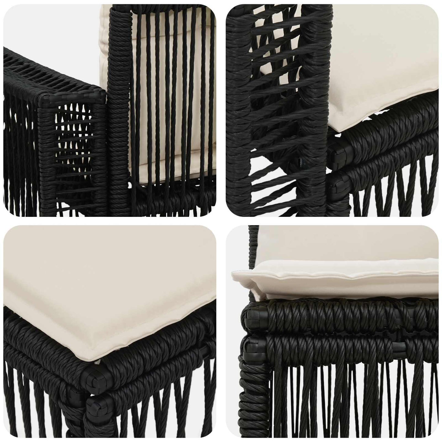 Set Divano da Giardino 12 pcs Nero e Bianco Crema polyrattan | homemem39