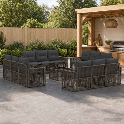 Set Divano da Giardino 13 pcs Grigio e Grigio Scuro polyrattan | homemem39