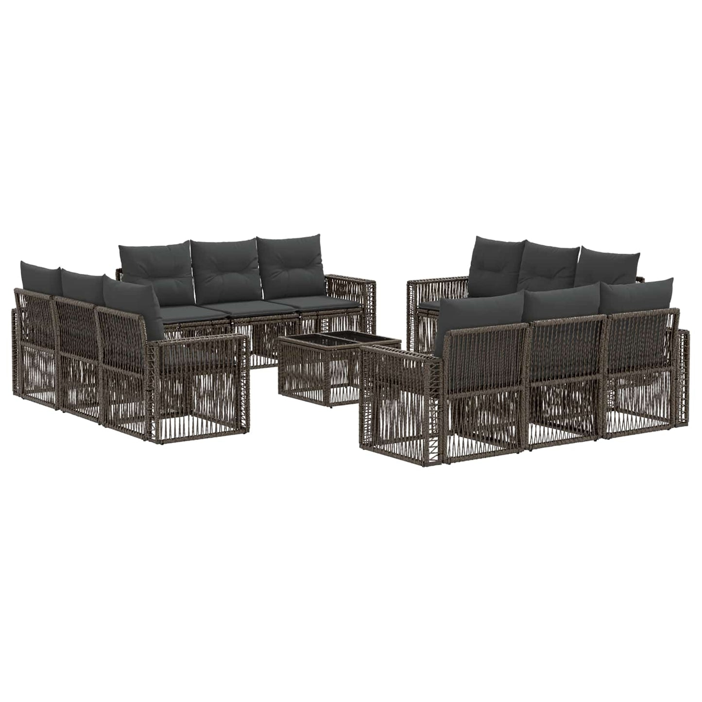 Set Divano da Giardino 13 pcs Grigio e Grigio Scuro polyrattan | homemem39