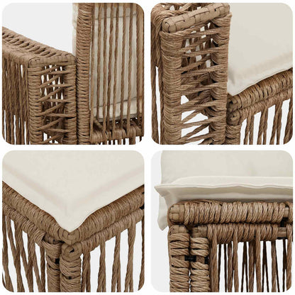 Set Divano da Giardino 5 pcs Beige e Bianco Crema polyrattan | homemem39