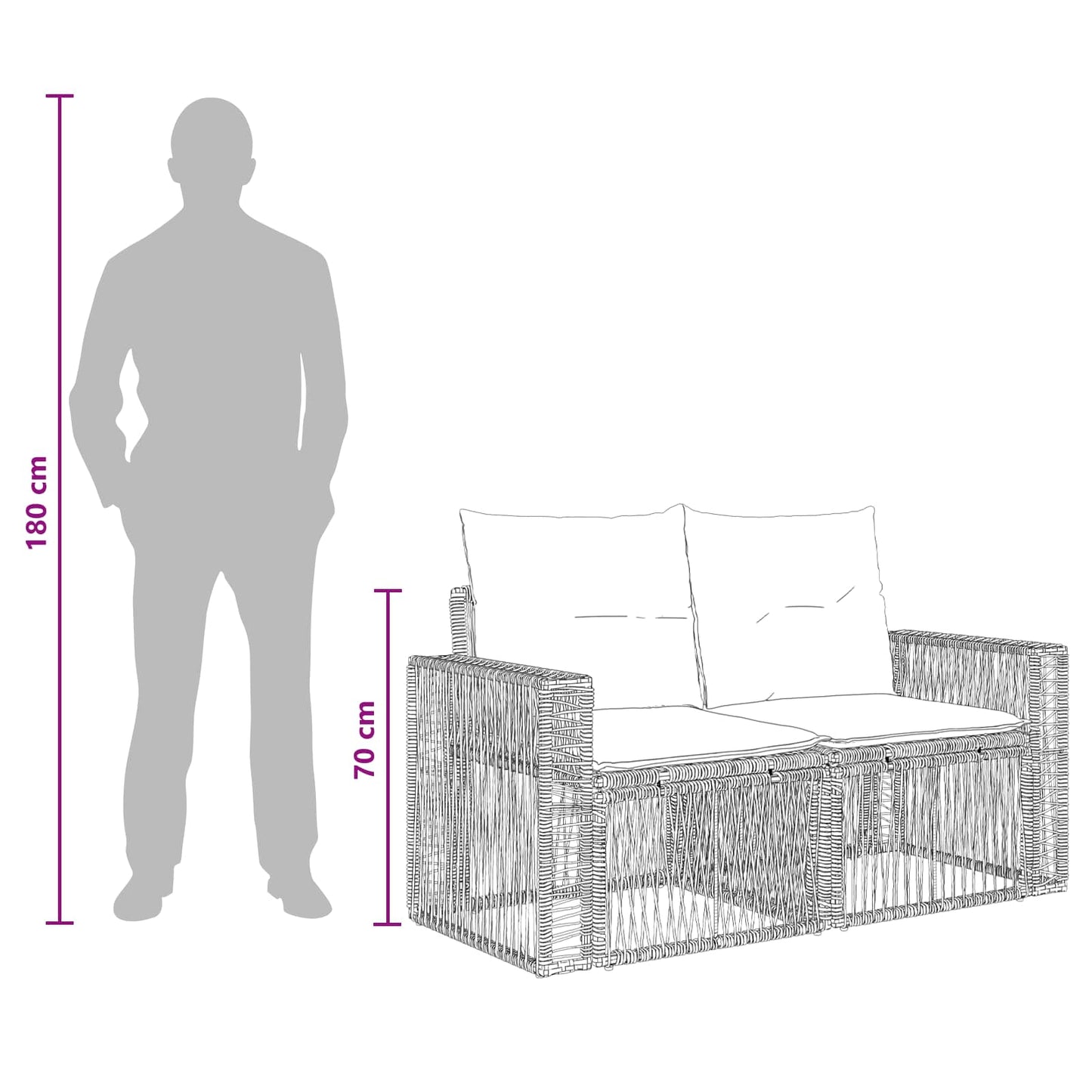 Set Divano da Giardino 6 pcs Grigio e Grigio Scuro polyrattan | homemem39