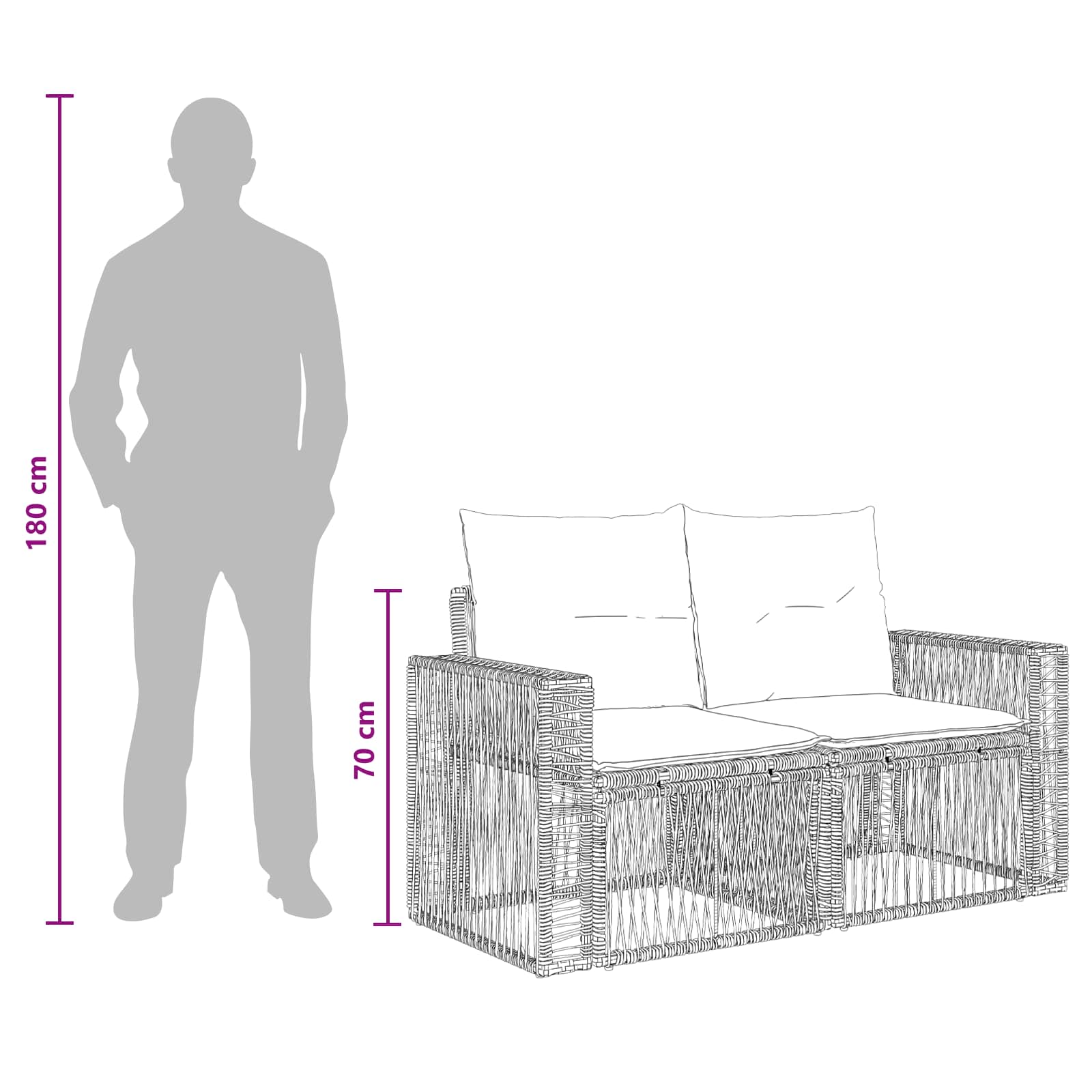 Set Divano da Giardino 6 pcs Grigio e Grigio Scuro polyrattan | homemem39