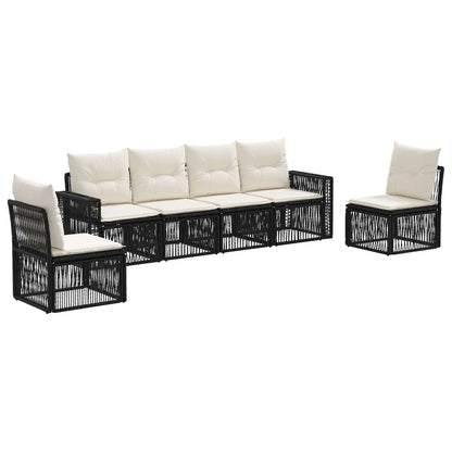 Set Divano da Giardino 6 pcs Nero e Bianco Crema polyrattan | homemem39