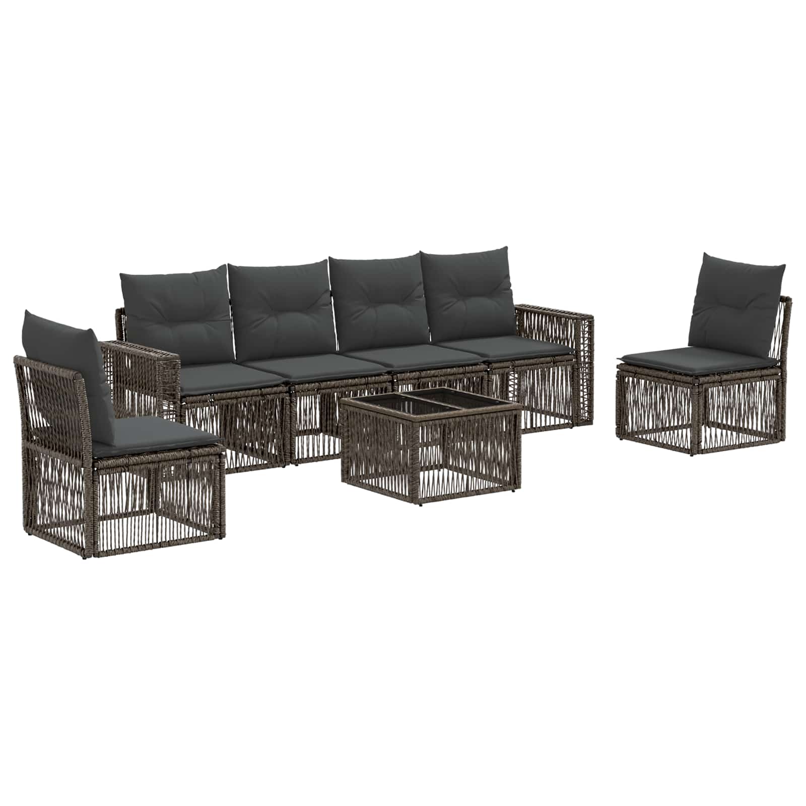 Set Divano da Giardino 7 pcs Grigio e Grigio Scuro polyrattan | homemem39