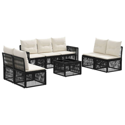 Set Divano da Giardino 8 pcs Nero e Bianco Crema polyrattan | homemem39
