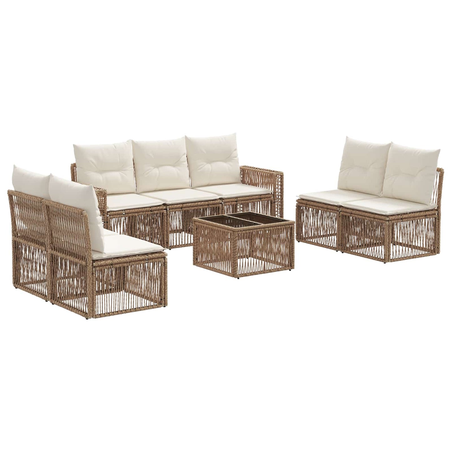 Set Divano da Giardino 8 pcs Beige e Bianco Crema polyrattan | homemem39