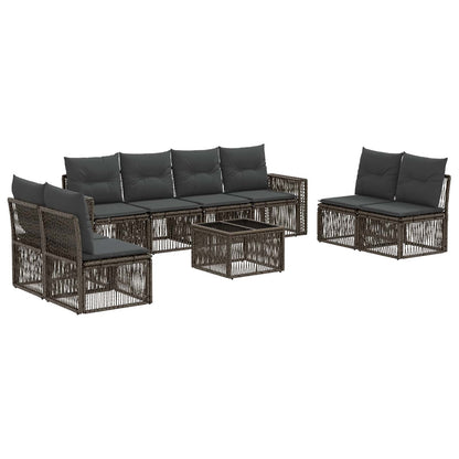 Set Divano da Giardino 9 pcs Grigio e Grigio Scuro polyrattan | homemem39