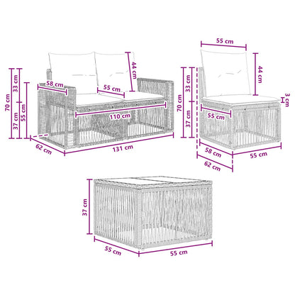 Set Divano da Giardino 9 pcs Grigio e Grigio Scuro polyrattan | homemem39