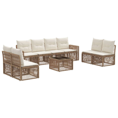 Set Divano da Giardino 9 pcs Beige e Bianco Crema polyrattan | homemem39