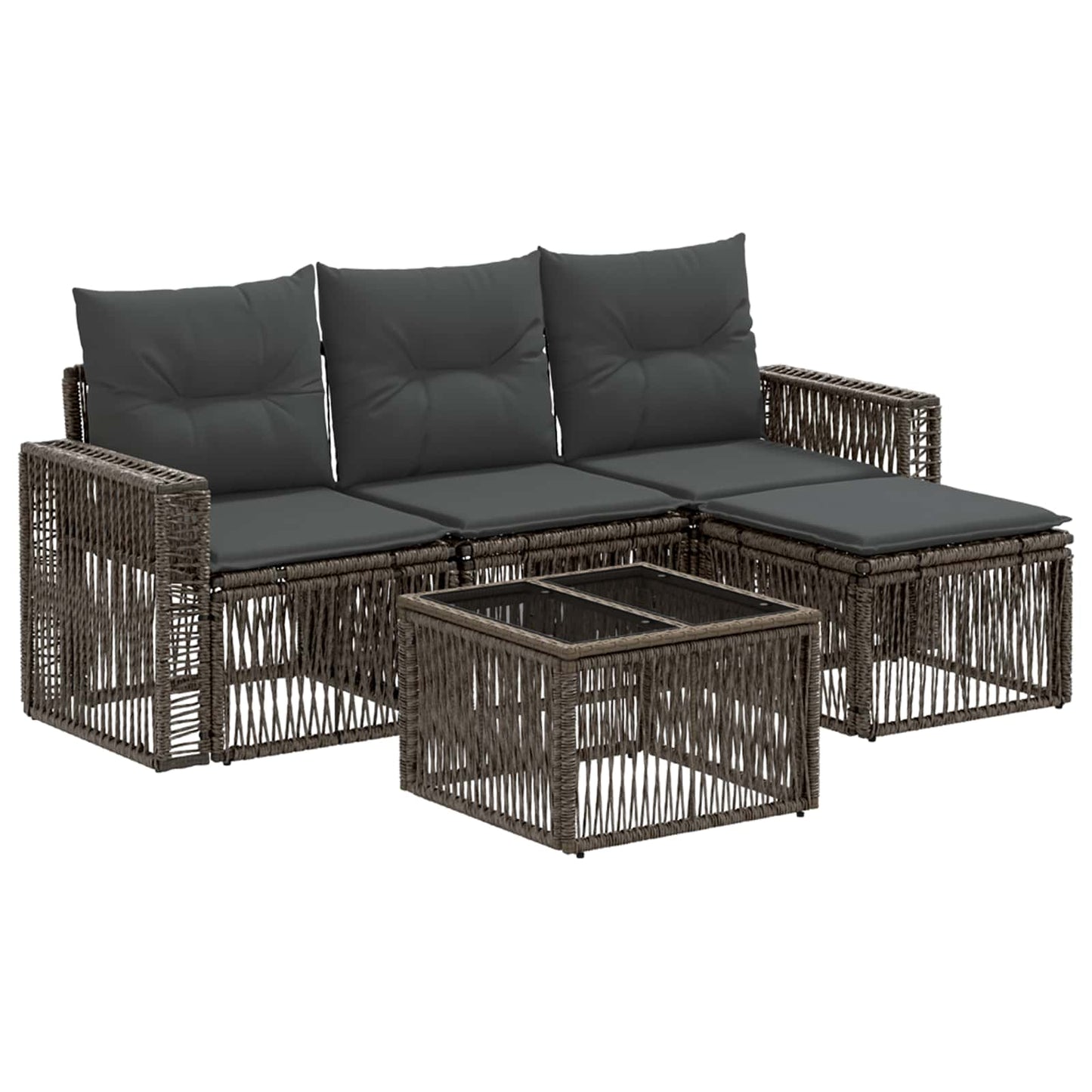 Set Divano da Giardino 5 pcs Grigio e Grigio Scuro polyrattan | homemem39