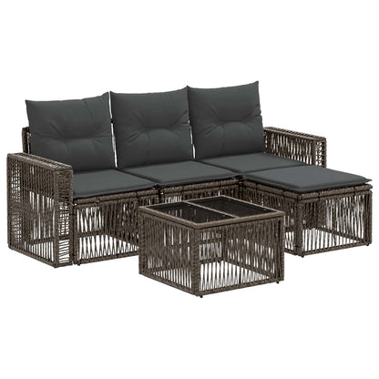 Set Divano da Giardino 5 pcs Grigio e Grigio Scuro polyrattan | homemem39