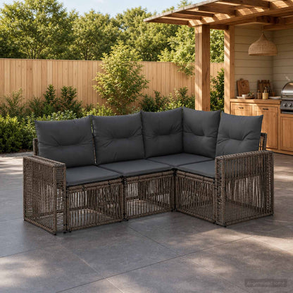 Set Divano da Giardino 4 pcs Grigio e Grigio Scuro polyrattan | homemem39