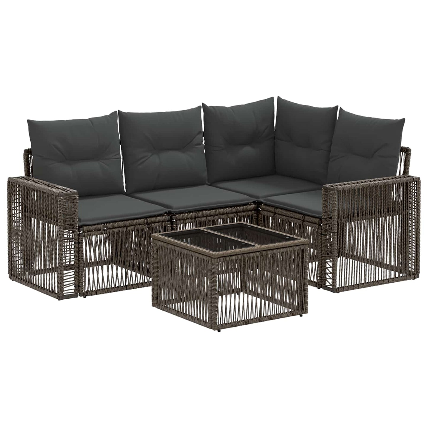 Set Divano da Giardino 5 pcs Grigio e Grigio Scuro polyrattan | homemem39