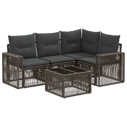 Set Divano da Giardino 5 pcs Grigio e Grigio Scuro polyrattan | homemem39