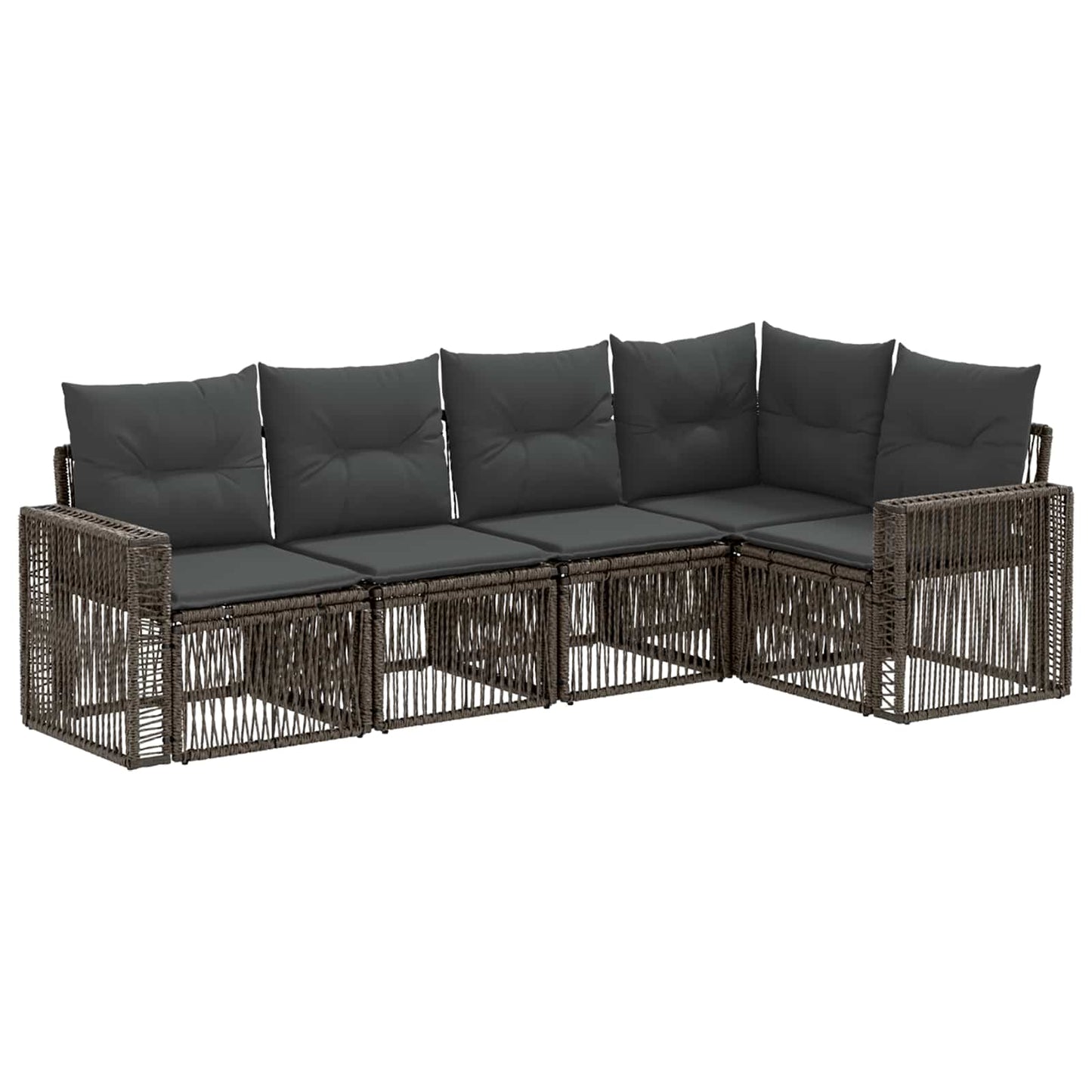 Set Divano da Giardino 5 pcs Grigio e Grigio Scuro polyrattan | homemem39