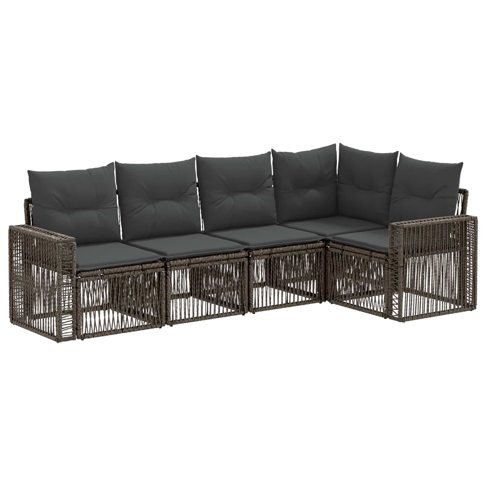 Set Divano da Giardino 5 pcs Grigio e Grigio Scuro polyrattan | homemem39