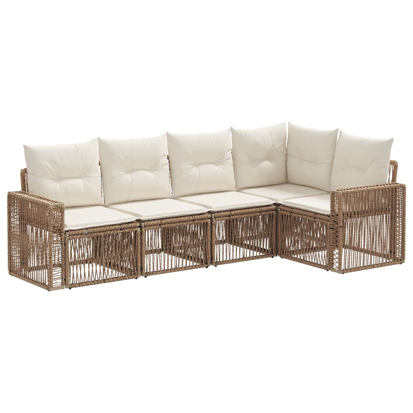 Set Divano da Giardino 5 pcs Beige e Bianco Crema polyrattan | homemem39