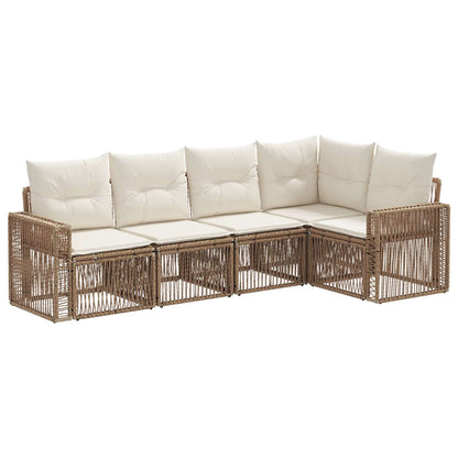 Set Divano da Giardino 5 pcs Beige e Bianco Crema polyrattan | homemem39