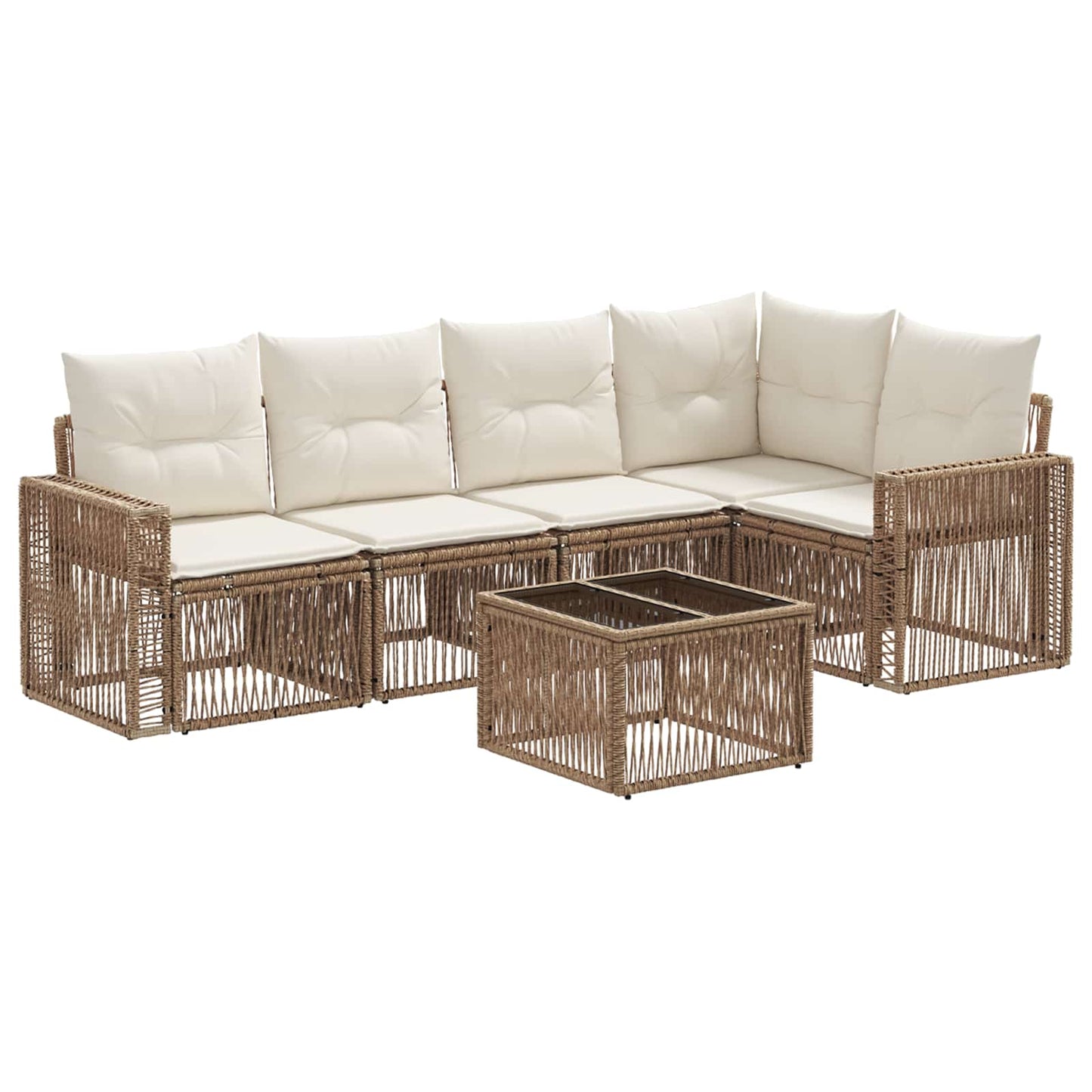 Set Divano da Giardino 6 pcs Beige e Bianco Crema polyrattan | homemem39