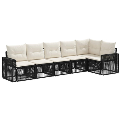 Set Divano da Giardino 6 pcs Nero e Bianco Crema polyrattan | homemem39