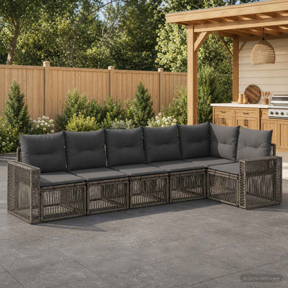 Set Divano da Giardino 6 pcs Grigio e Grigio Scuro polyrattan | homemem39