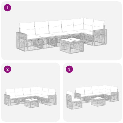 Set Divano da Giardino 7 pcs Beige e Bianco Crema polyrattan | homemem39